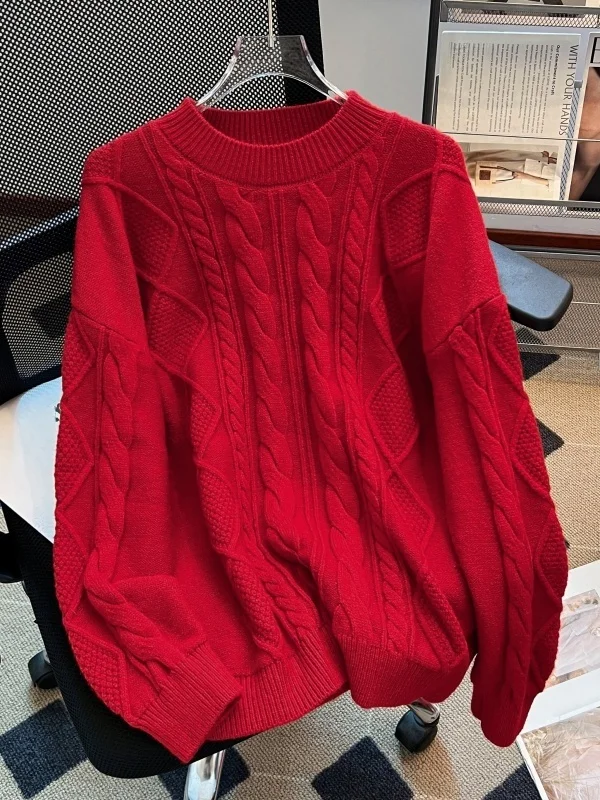 Красный утепленный вязаный свитер с длинными рукавами, весна 2026, большие размеры, женский, свободный крой, удобный, мягкий, из полиэстера, повседневный топ
Красный утепленный вязаный свитер с длинными рукавами, весна 2026, большие размеры, женский, свободный крой, удобный, мягкий, из полиэстера, повседневный топ