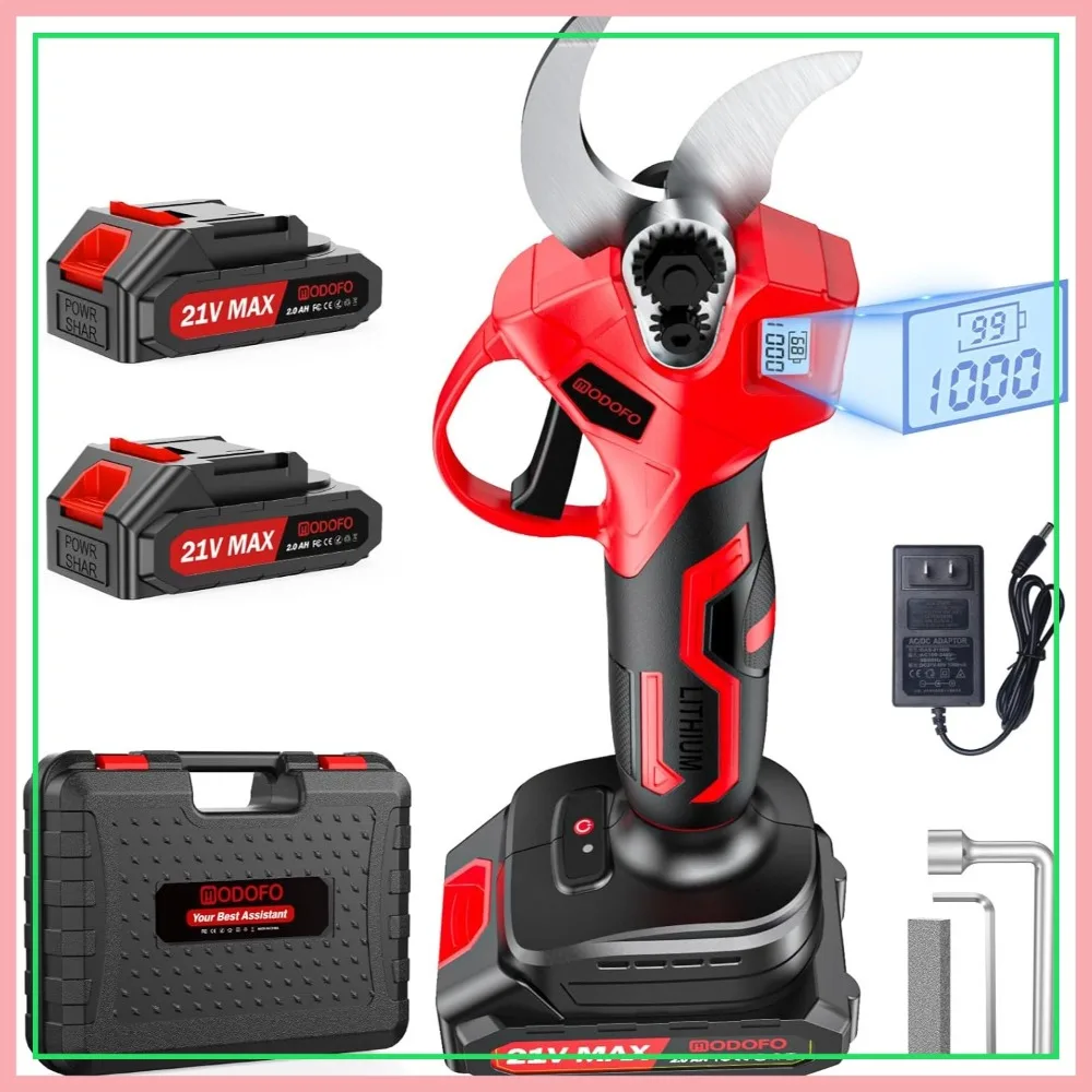 Upgraded Electric Pruning Shears, 1.4" Cut Cordless Pruner with LCD, Brushless Motor, 2000mAh*2 Batteries for Garden Tree Branch
Upgraded Electric Pruning Shears, 1.4" Cut Cordless Pruner with LCD, Brushless Motor, 2000mAh*2 Batteries for Garden Tree Branch