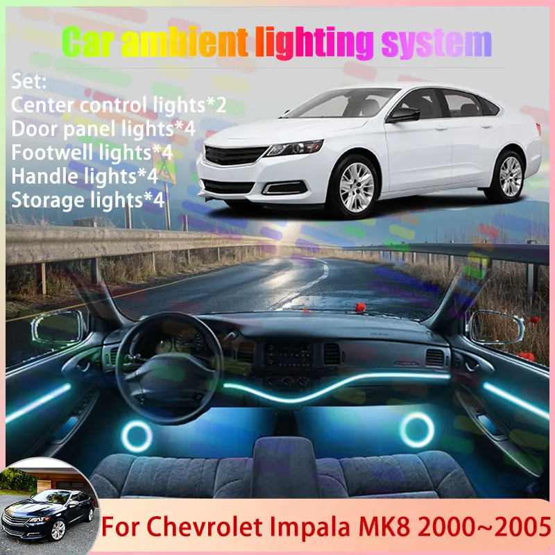 Для Chevrolet Impala MK8 2000 ~ 2005 2001 2002 2003 6/18 в 1 автомобильный атмосферный светильник RGB абажур ансамбль стример атмосферный набор
Для Chevrolet Impala MK8 2000 ~ 2005 2001 2002 2003 6/18 в 1 автомобильный атмосферный светильник RGB абажур ансамбль стример атмосферный набор