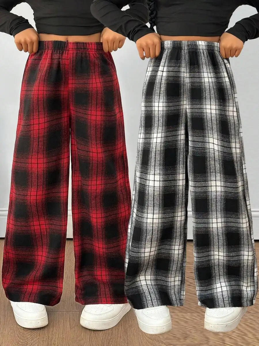 2-Pack Plaid Wide Leg Loose Pants for Girls, Casual Comfort Fit
2-Pack Plaid Wide Leg Loose Pants for Girls, Casual Comfort Fit