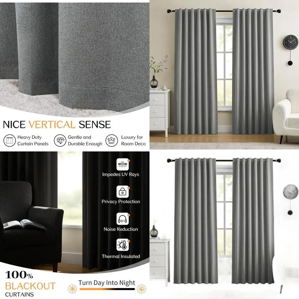 100% Blackout Curtains 96 Inches Long, Linen Textured Window Treatment Rod Pocket & Back Tab Curtain Drapes for Bedroom Living R
100% Blackout Curtains 96 Inches Long, Linen Textured Window Treatment Rod Pocket & Back Tab Curtain Drapes for Bedroom Living R