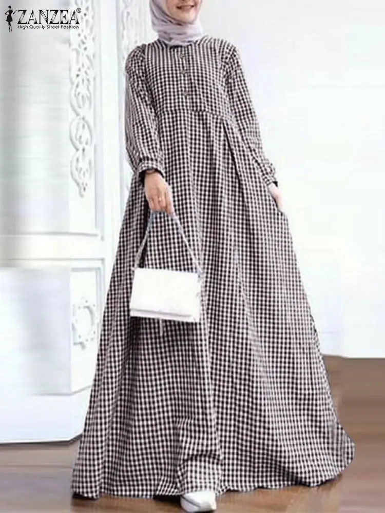 ZANZEA Women Fashion Plaid Checked Maxi Dress Spring Long Sleeve Vintage Muslim Sundress Robe Femme Casual Abaya Hijab Vestido
ZANZEA Women Fashion Plaid Checked Maxi Dress Spring Long Sleeve Vintage Muslim Sundress Robe Femme Casual Abaya Hijab Vestido