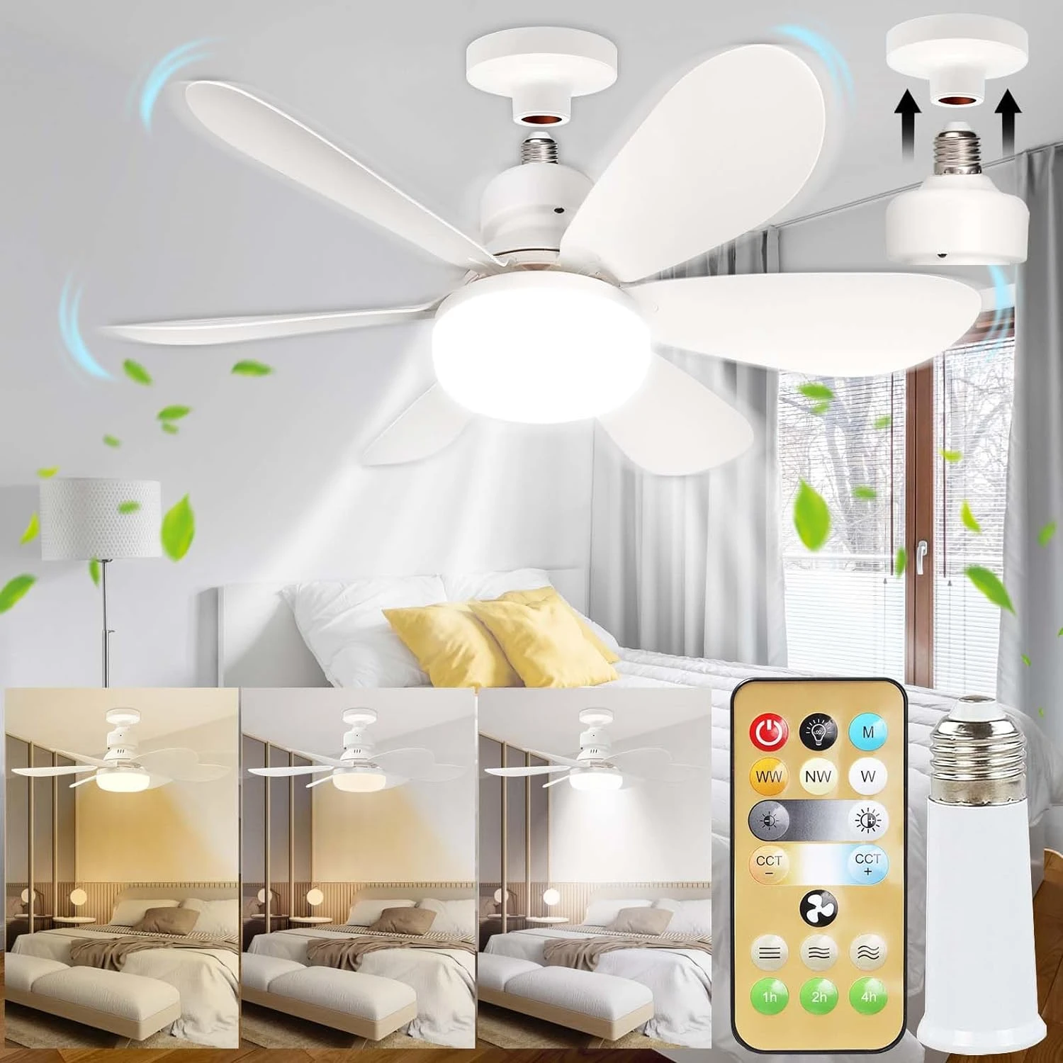 Dimmable 40W Small Ceiling Fan Light Bulb with Remote Control - 20.5-Inch E26 Socket, Screw-in Feature
Dimmable 40W Small Ceiling Fan Light Bulb with Remote Control - 20.5-Inch E26 Socket, Screw-in Feature