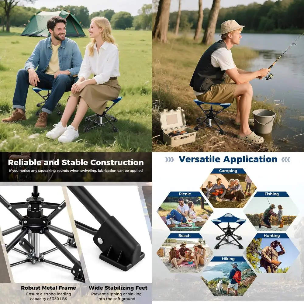 Portable 360° Rotating Folding Stool with Carry Bag, Lightweight Collapsible Seat for Outdoor Activities
Portable 360° Rotating Folding Stool with Carry Bag, Lightweight Collapsible Seat for Outdoor Activities