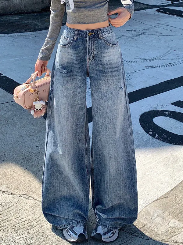 High Waist Wide Leg Denim Jeans Women's Spring Loose Casual Straight Leg Floor-Length Pants American Retro Blue Wash
High Waist Wide Leg Denim Jeans Women's Spring Loose Casual Straight Leg Floor-Length Pants American Retro Blue Wash