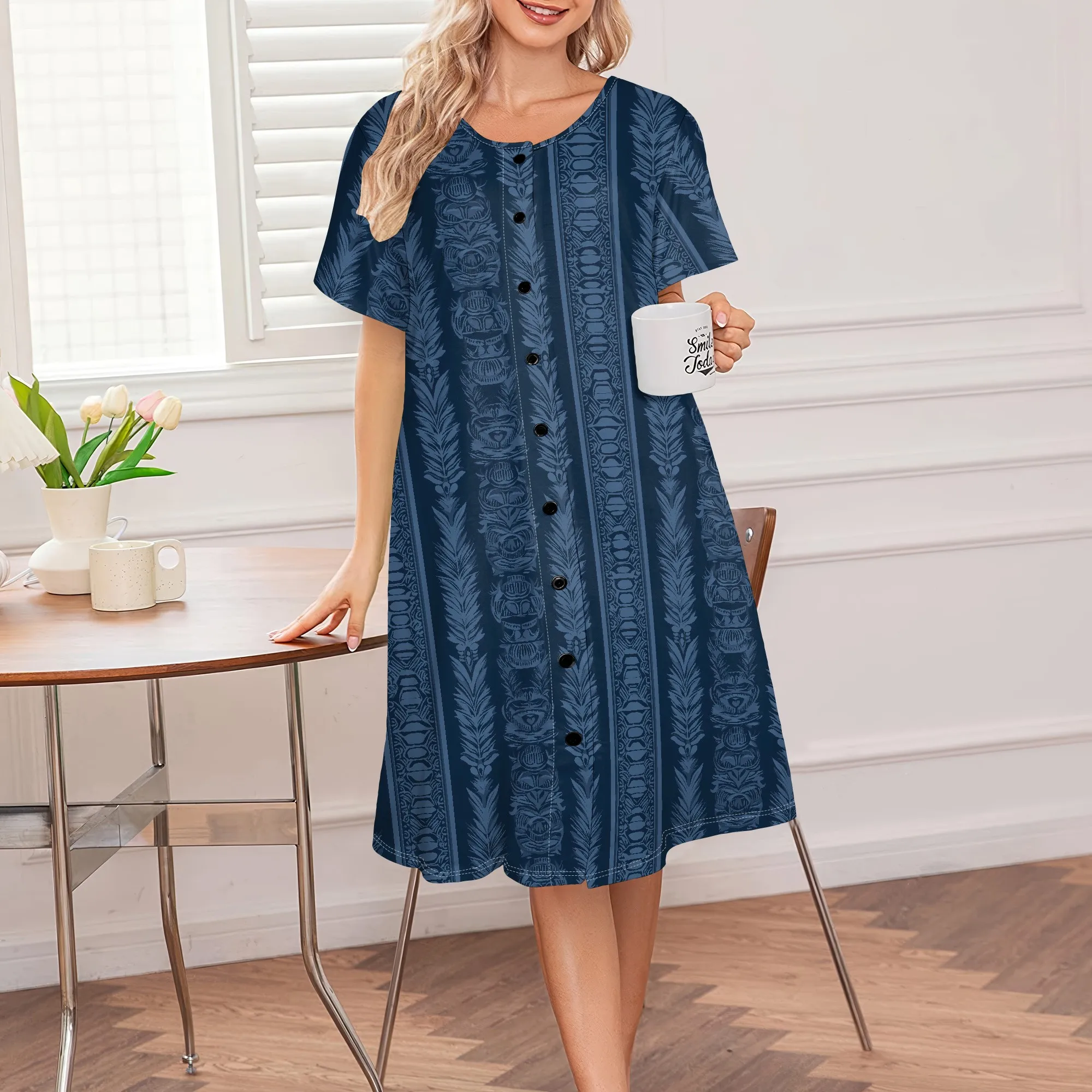Tribal Inspired Blue Print Dress | Long Vertical Patterns | Boho Style with Short Sleeves | S-3XL
Tribal Inspired Blue Print Dress | Long Vertical Patterns | Boho Style with Short Sleeves | S-3XL