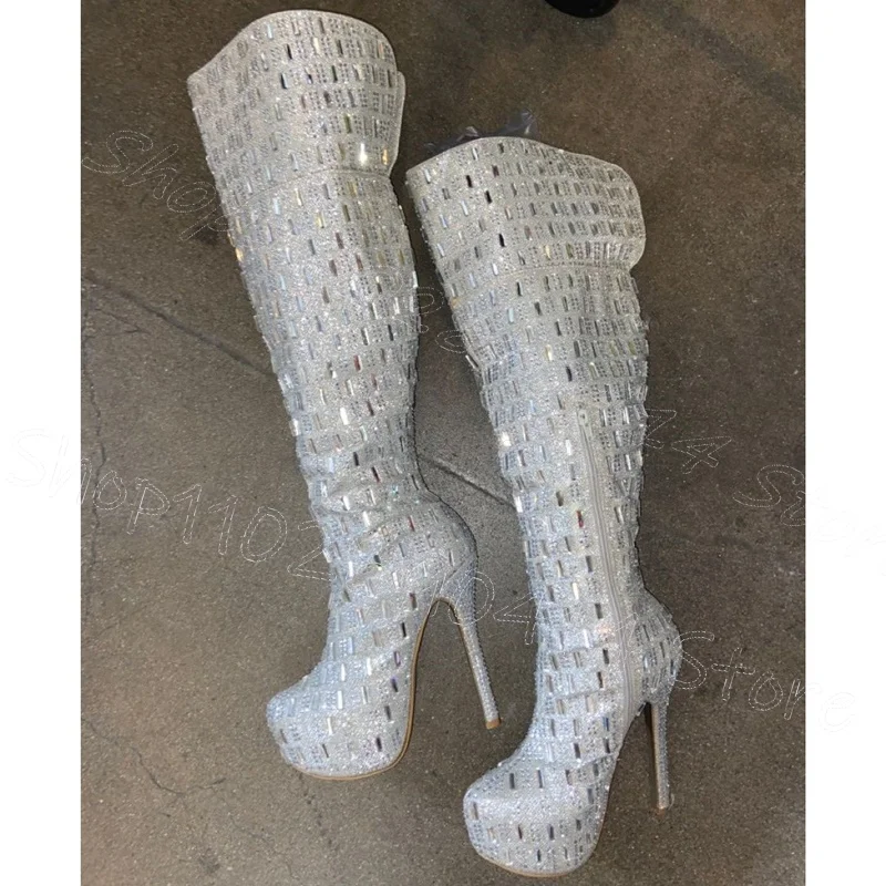 Silver Sequins Rhinestone Platform Boots Side Zipper Women Shoes Thin High Heels Round Toe Party Feast 2026 Zapatos Para Mujere
Silver Sequins Rhinestone Platform Boots Side Zipper Women Shoes Thin High Heels Round Toe Party Feast 2026 Zapatos Para Mujere