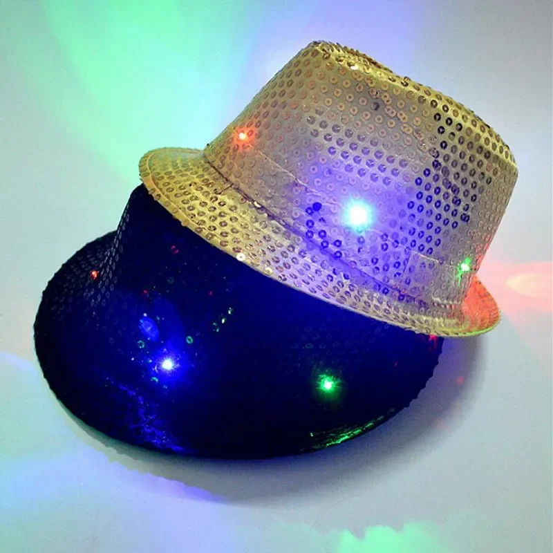 12pcs Festive Child Adult Boy Girl Flash LED Glow Jazz Sequin Fedoras Hat Light up Cap Birthday Glow Party Supplie
12pcs Festive Child Adult Boy Girl Flash LED Glow Jazz Sequin Fedoras Hat Light up Cap Birthday Glow Party Supplie