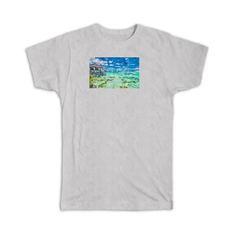 Футболка с акварелью Scenary Bungalow Overwater
Футболка с акварелью Scenary Bungalow Overwater