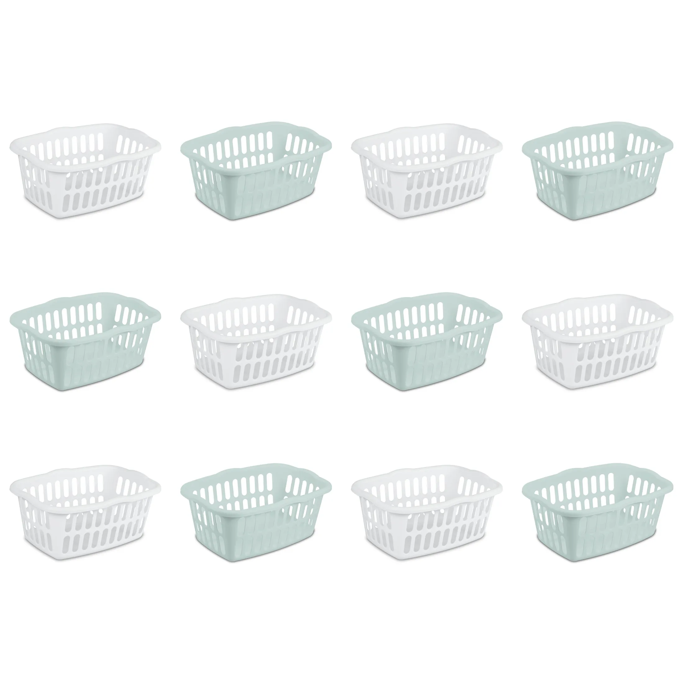 Small 1.5 Bushel Rectangular Laundry Basket, Ideal for Basic Laundry Needs, 12 Pack Assorted, 6 White and 6 Mint
Small 1.5 Bushel Rectangular Laundry Basket, Ideal for Basic Laundry Needs, 12 Pack Assorted, 6 White and 6 Mint