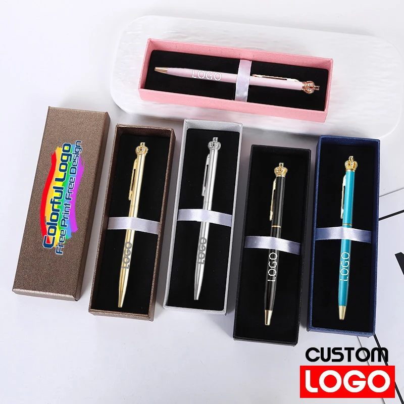 Crown Ballpoint Pen with Free Logo Printing Box Stationery Gift Text Engraving Metal Pen Custom School Office Writing Supplies
Crown Ballpoint Pen with Free Logo Printing Box Stationery Gift Text Engraving Metal Pen Custom School Office Writing Supplies