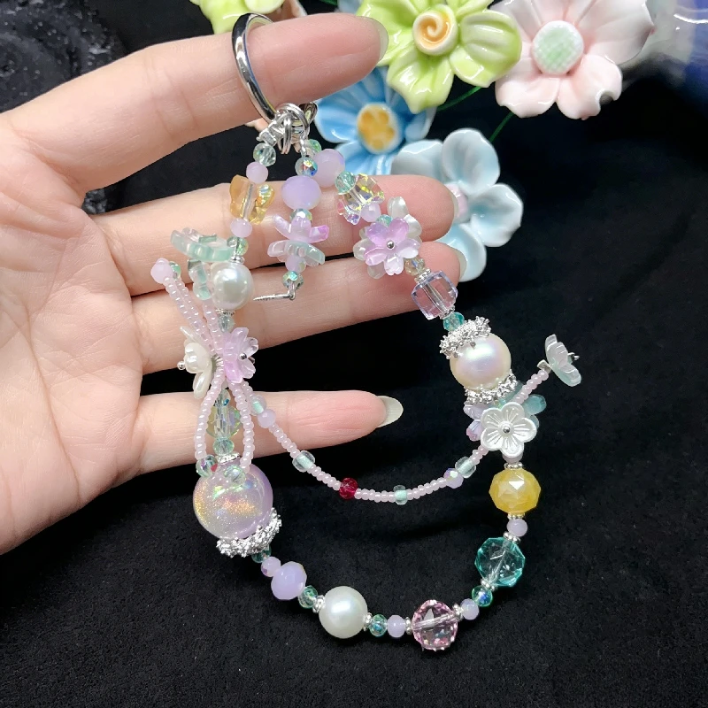 Original Handmade Broken Color Crystal Mobile Phone Lanyard, Retro Pearl Flower Keychain Bag Pendant
Original Handmade Broken Color Crystal Mobile Phone Lanyard, Retro Pearl Flower Keychain Bag Pendant