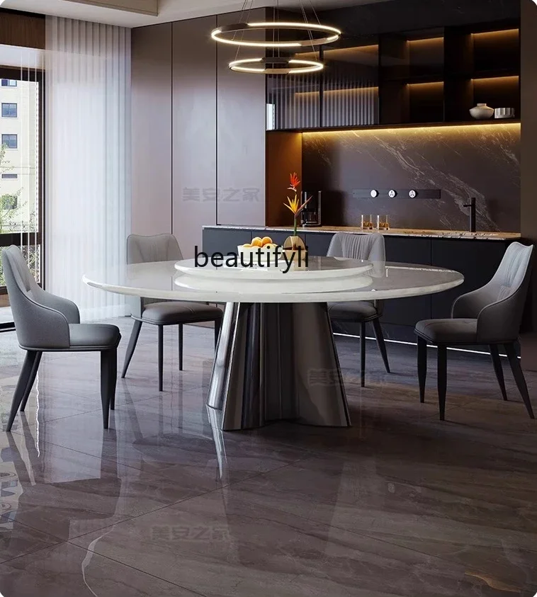 A26 Natural white ice jade luxury stone dining table round table with turntable natural marble round table
A26 Natural white ice jade luxury stone dining table round table with turntable natural marble round table
