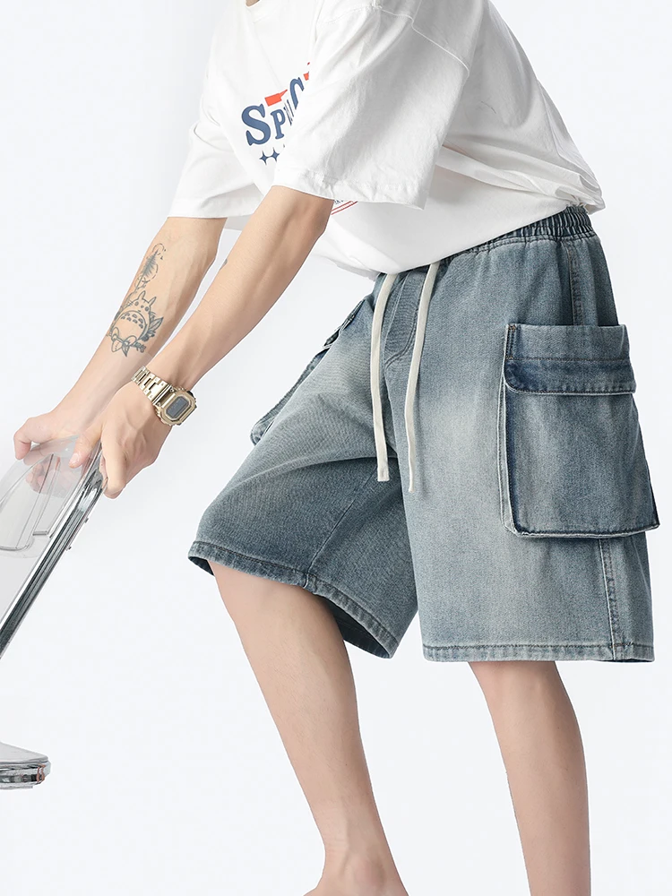 Korean Men's Casual Shorts Large Pocket Work Half Pants Trendy Retro Harajuku Trousers Simple Baggy Jeans 2026 New
Korean Men's Casual Shorts Large Pocket Work Half Pants Trendy Retro Harajuku Trousers Simple Baggy Jeans 2026 New