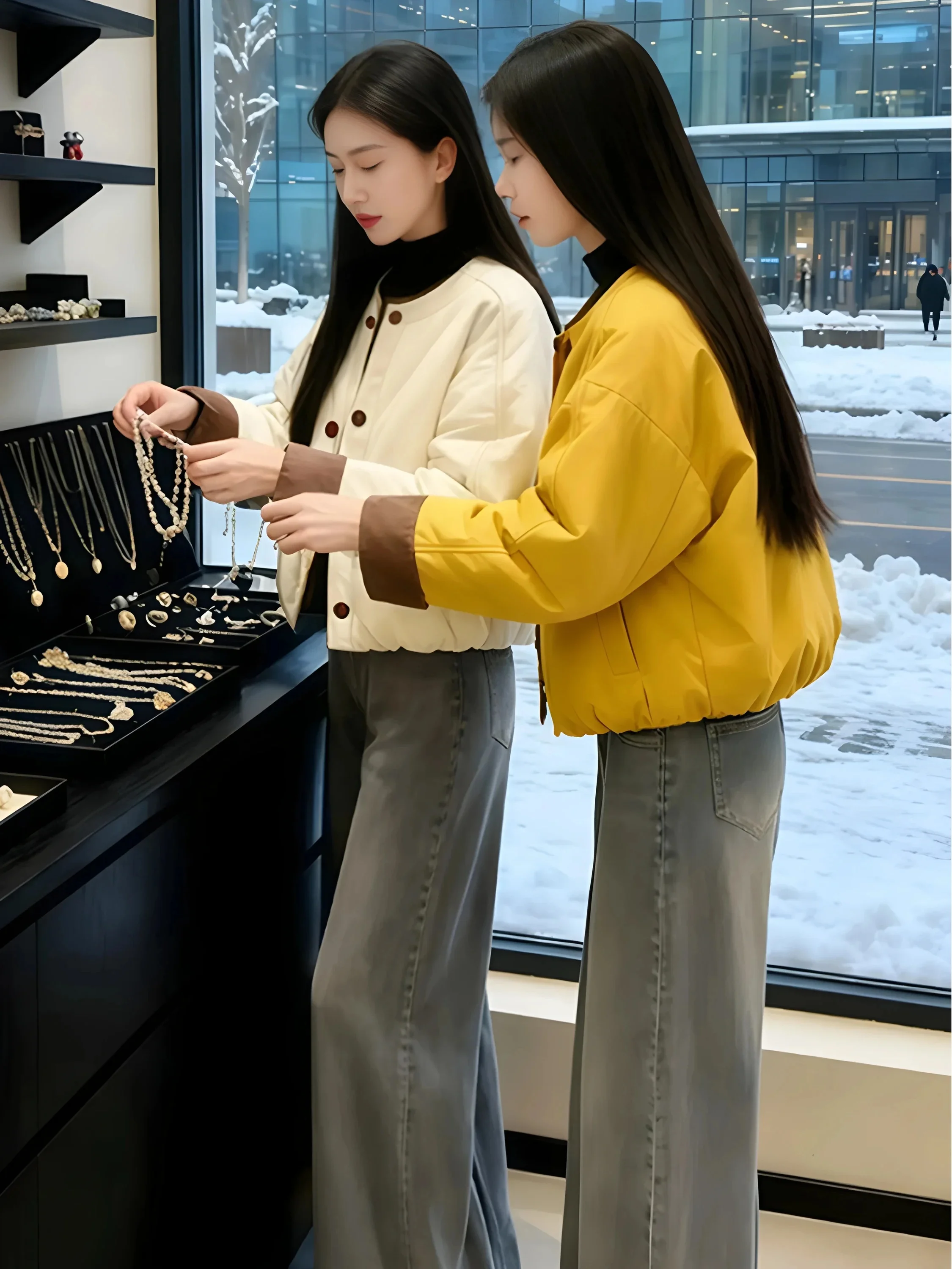 Korean Style Loose Women's Cotton Jacket Color Block Single Button Short Coat Fashionable Autumn Winter Top Casual Wear
Korean Style Loose Women's Cotton Jacket Color Block Single Button Short Coat Fashionable Autumn Winter Top Casual Wear