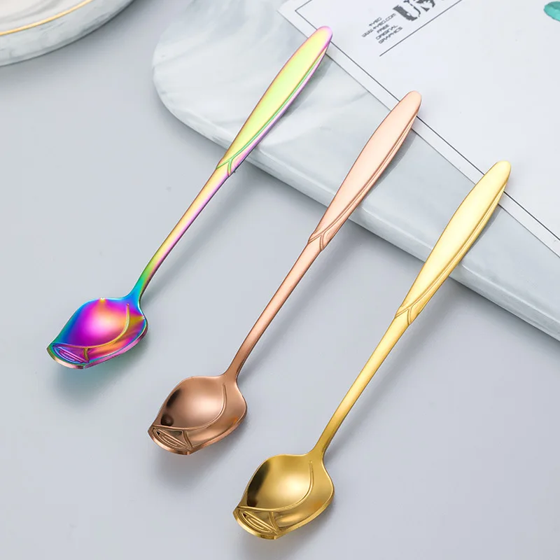 1pc Stainless Steel Spoon Rose Flower Handle Coffee Spoon Fork Gold Dessert Ice Cream Spoon Teaspoon Kitchen Accessories
1pc Stainless Steel Spoon Rose Flower Handle Coffee Spoon Fork Gold Dessert Ice Cream Spoon Teaspoon Kitchen Accessories