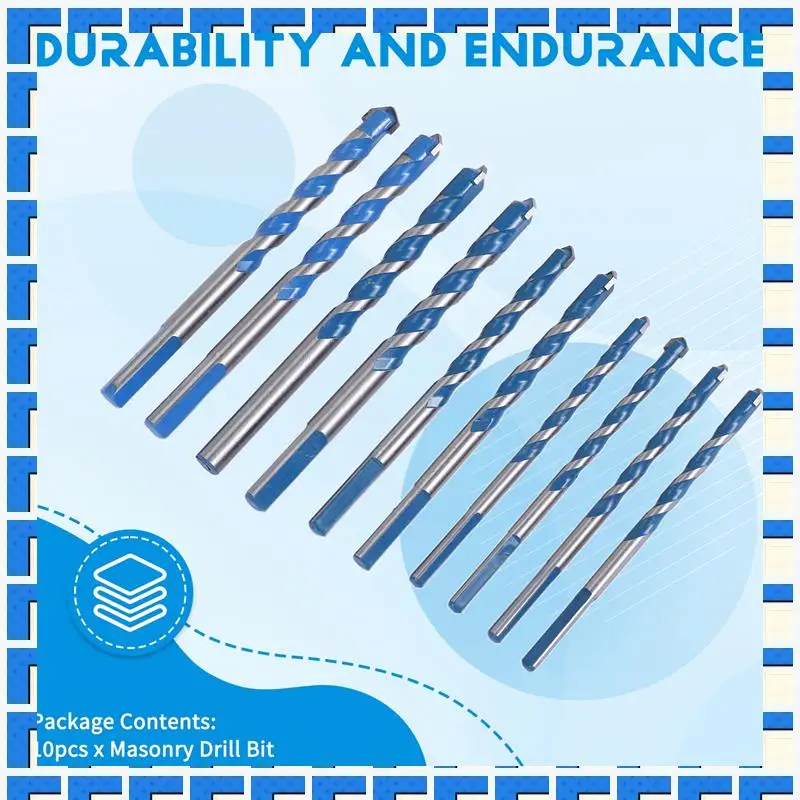 ABNG 10Pcs Tungsten Carbide Masonry Drill Bit Set For Metal Steel Porcelain Tile Concrete Brick Plastic Wood (6 8 10 12M
ABNG 10Pcs Tungsten Carbide Masonry Drill Bit Set For Metal Steel Porcelain Tile Concrete Brick Plastic Wood (6 8 10 12M