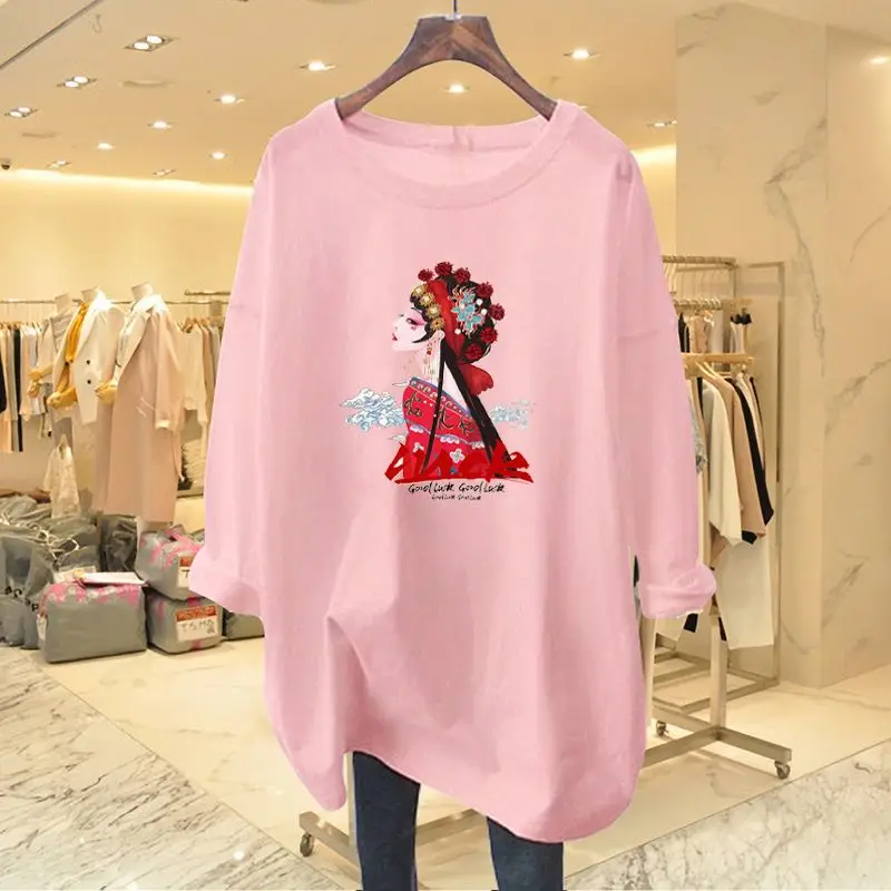 Женская одежда, элегантная шикарная футболка с мультяшным принтом, весенне-осенняя повседневная свободная футболка с круглым вырезом и длинными рукавами, женские модные пуловеры
Женская одежда, элегантная шикарная футболка с мультяшным принтом, весенне-осенняя повседневная свободная футболка с круглым вырезом и длинными рукавами, женские модные пуловеры