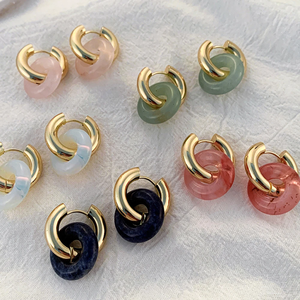2023 New Charm Multicolour Luck Natural Stone Natural Stone Thick Stainless Steel Double Circle Round Hoop Earring Femal Jewelry
2023 New Charm Multicolour Luck Natural Stone Natural Stone Thick Stainless Steel Double Circle Round Hoop Earring Femal Jewelry