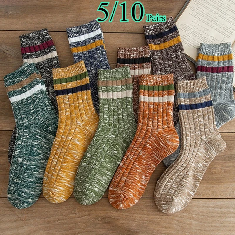5/10 Pair Mens Women Autumn Winter Retro Stripe Thick Mid Tube Sock Warmth Comfort Fashion Ethnic Style Sports Casual male Socks
5/10 Pair Mens Women Autumn Winter Retro Stripe Thick Mid Tube Sock Warmth Comfort Fashion Ethnic Style Sports Casual male Socks
