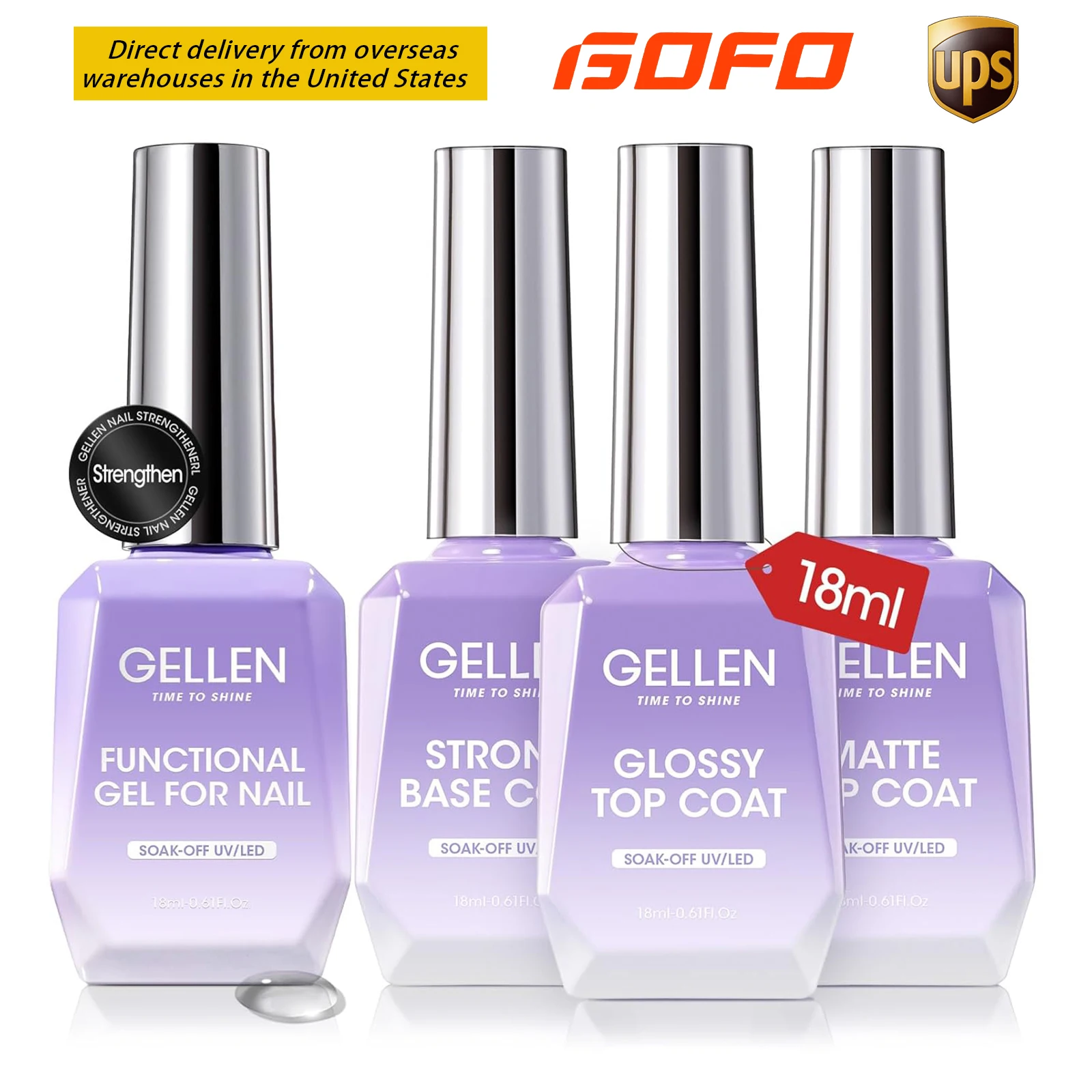 GELLEN 18ml Professional Nail Gel Set Base Top Coat Clear Strengthener Soak Off Polish For Home Salon Manicure 4Pcs Kit
GELLEN 18ml Professional Nail Gel Set Base Top Coat Clear Strengthener Soak Off Polish For Home Salon Manicure 4Pcs Kit