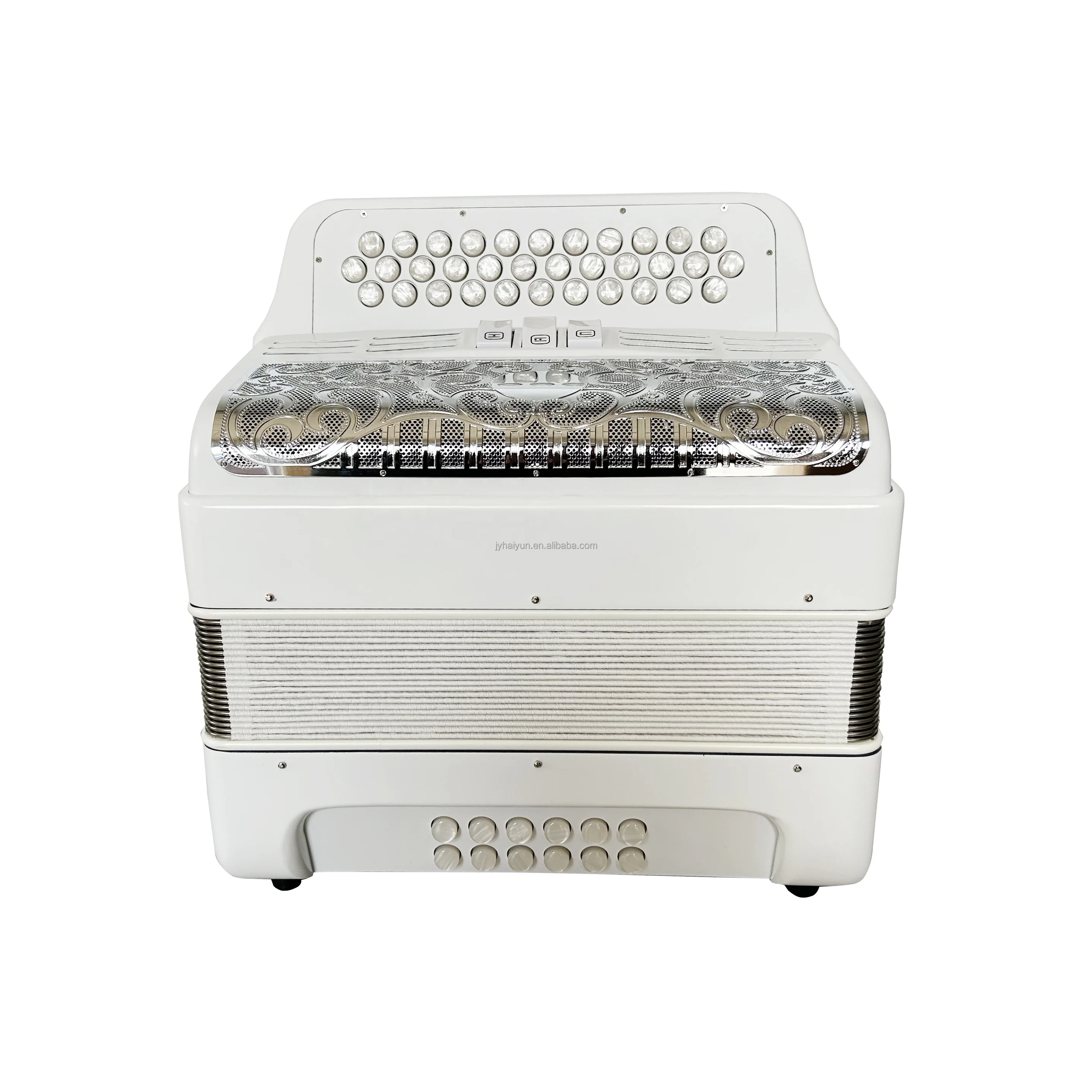 SEASOUND OEM 34 Buttons 12 Bass 3 Registers Matt White Accordion Silver Grill Gold White Buttons Instrument Acordeon JB3412C
SEASOUND OEM 34 Buttons 12 Bass 3 Registers Matt White Accordion Silver Grill Gold White Buttons Instrument Acordeon JB3412C