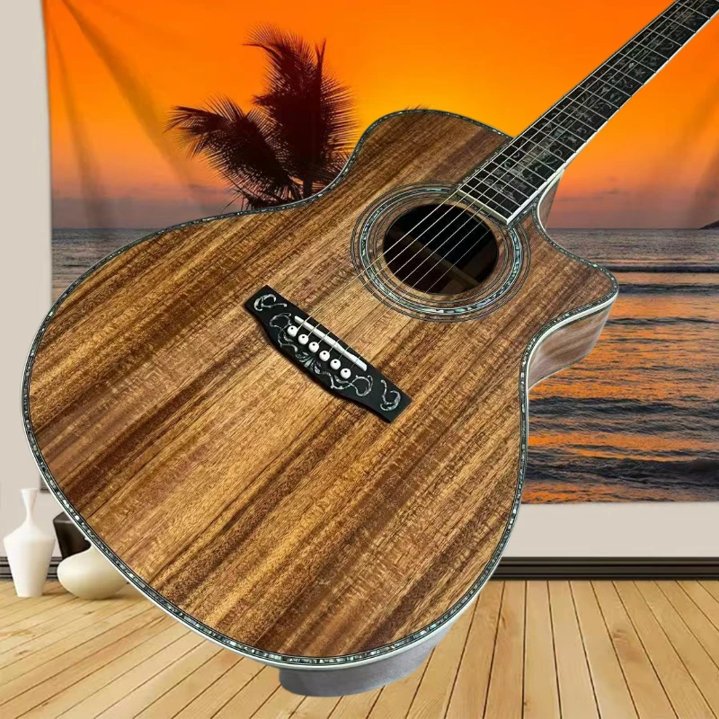 Acoustic Guitar OM Series Solid Top Full KOA Body Abalone Shell Inlaid Ebony Neck High Sound Quality Free Delivery
Acoustic Guitar OM Series Solid Top Full KOA Body Abalone Shell Inlaid Ebony Neck High Sound Quality Free Delivery