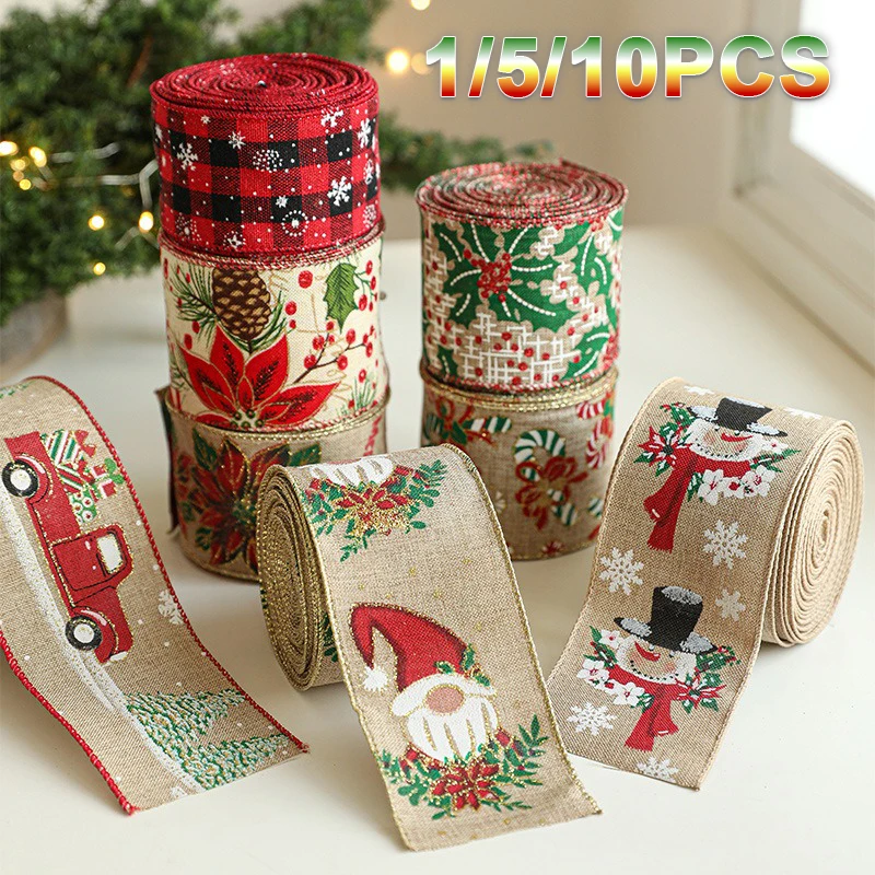 Vintage Linen Christmas Ribbon 2M Roll Snowflake Tree Print for Gift Wrap DIY Craft Party Decor Wreaths Bows - 1/5/10PCS Options
Vintage Linen Christmas Ribbon 2M Roll Snowflake Tree Print for Gift Wrap DIY Craft Party Decor Wreaths Bows - 1/5/10PCS Options