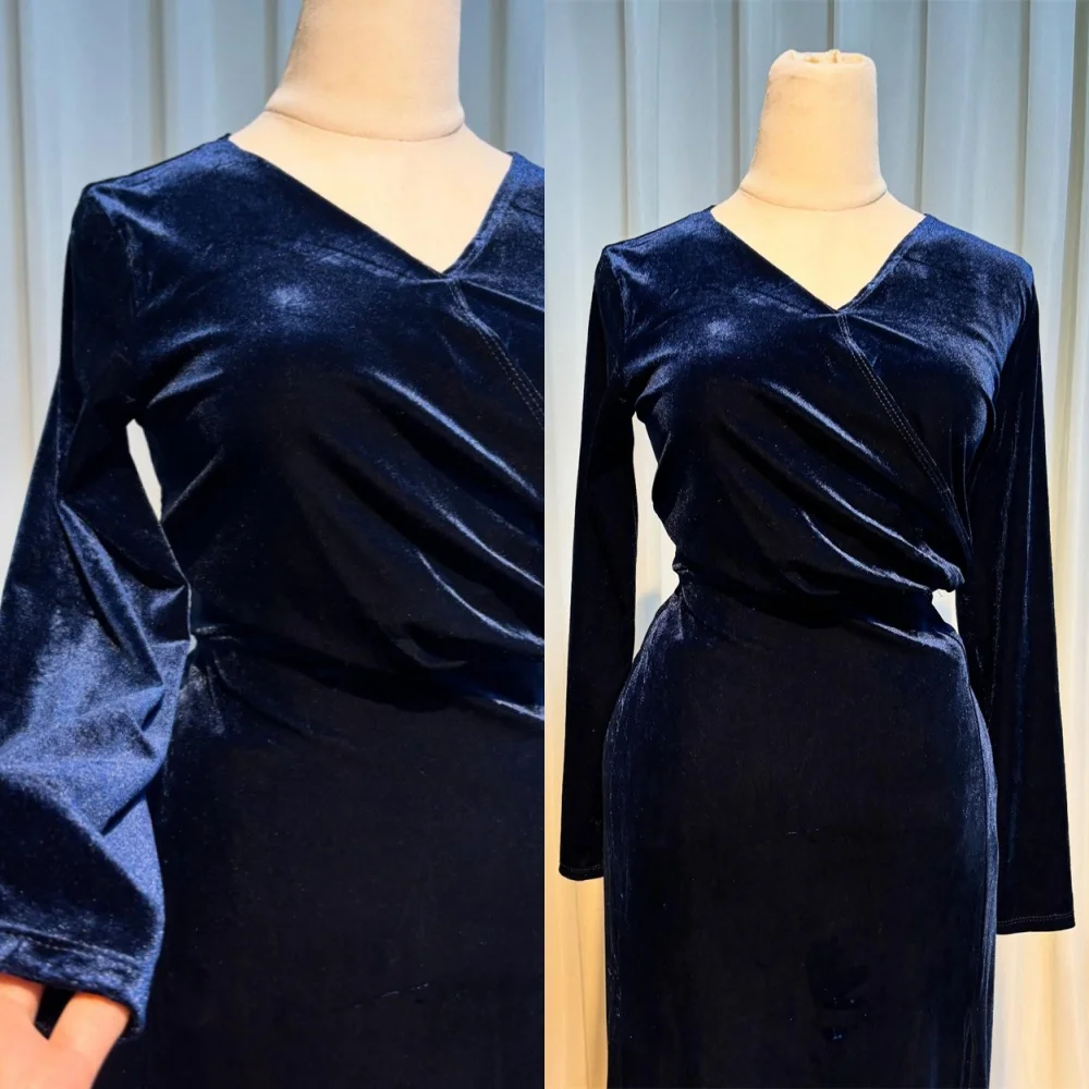 Customized Elegant Blue Velour Evening Dress Formal V-Neck Long Sleeves Homecoming Dresses Luxury Special Occasion Gowns
Customized Elegant Blue Velour Evening Dress Formal V-Neck Long Sleeves Homecoming Dresses Luxury Special Occasion Gowns