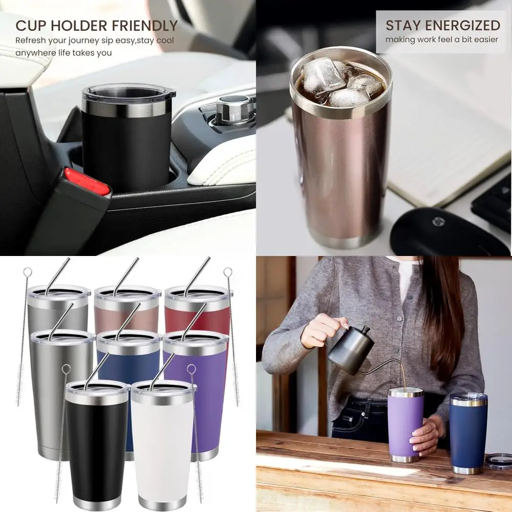 8-Pack Double Wall Vacuum Insulated Stainless Steel Tumblers with Lids - Mix Colors for Hot or Cold Drinks
8-Pack Double Wall Vacuum Insulated Stainless Steel Tumblers with Lids - Mix Colors for Hot or Cold Drinks
