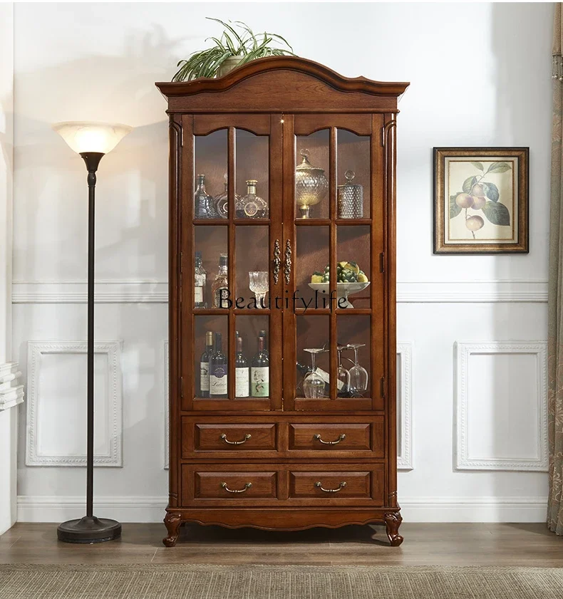 American all solid wood display high-end TV side cabinet vertical cabinet rural retro double door storage
American all solid wood display high-end TV side cabinet vertical cabinet rural retro double door storage