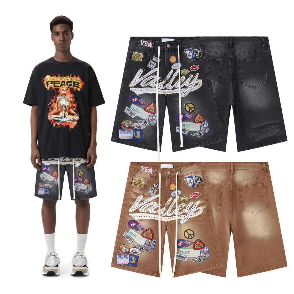 Streetwear Clothing Embroidery Shorts Jeans with Color Rhinestones Hip Hop Street Style Casual Cotton Vintage Loose Shorts Pants
Streetwear Clothing Embroidery Shorts Jeans with Color Rhinestones Hip Hop Street Style Casual Cotton Vintage Loose Shorts Pants