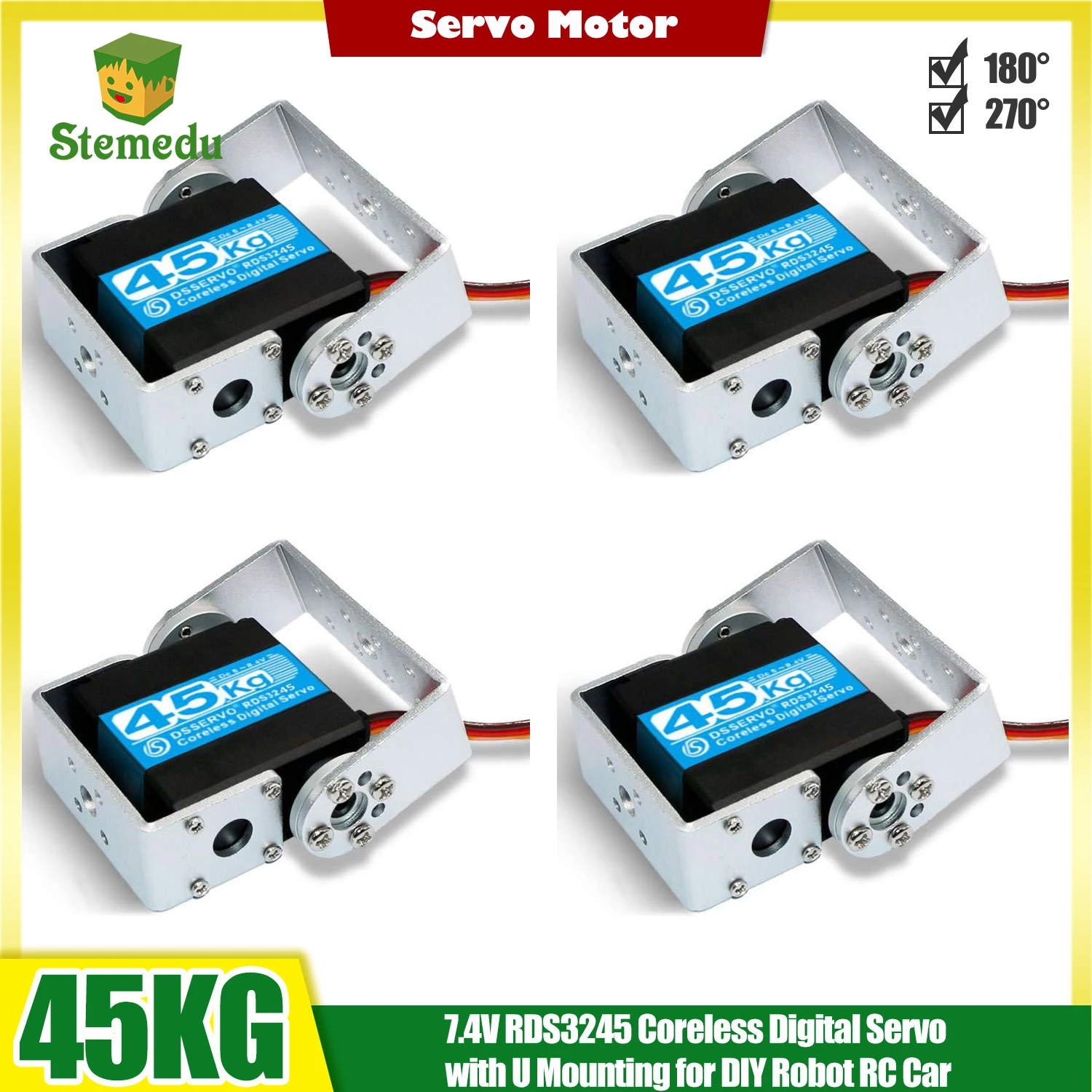1/2/4PCS RDS3245 45KG Digital Servo Metal Gear Aluminum Case Coreless Motor Robotic Steering for RC Car Truck Crawler Robot
1/2/4PCS RDS3245 45KG Digital Servo Metal Gear Aluminum Case Coreless Motor Robotic Steering for RC Car Truck Crawler Robot
