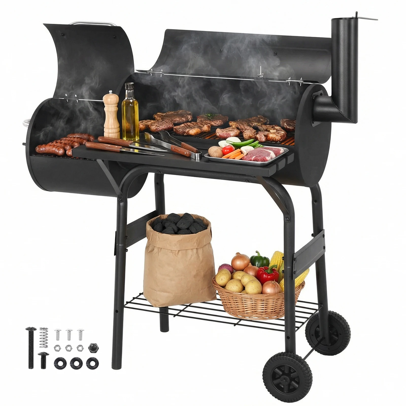 All Metal Steel Warming Rack 192 Sq. In. Cooking Space Spacious Barrel Charcoal BBQ Grill for Balcony Picnics Party & Camping
All Metal Steel Warming Rack 192 Sq. In. Cooking Space Spacious Barrel Charcoal BBQ Grill for Balcony Picnics Party & Camping