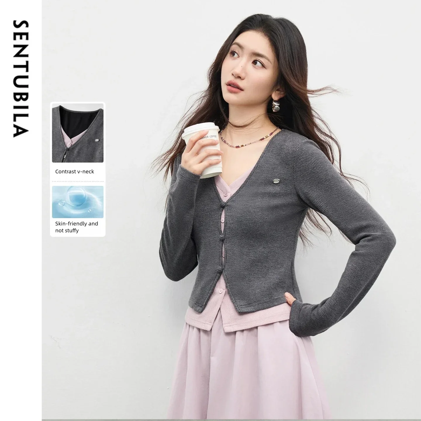 SENTUBILA Women's Knitwear 2026 Spring Fake Two Pieces Contrast Splicing V Neck Short Sweaters Casual Long Sleeve Tops 161HD5673
SENTUBILA Women's Knitwear 2026 Spring Fake Two Pieces Contrast Splicing V Neck Short Sweaters Casual Long Sleeve Tops 161HD5673