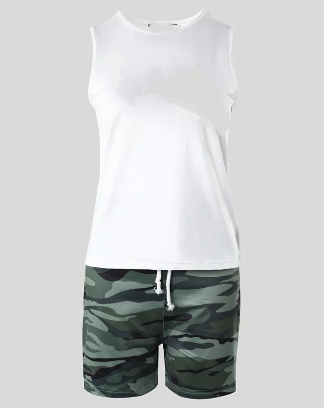 Shorts Set Women 2 Piece Spring Summer Camouflage Print Casual Tank Simple Round Neck Sleeveless Top and Casual Shorts Set
Shorts Set Women 2 Piece Spring Summer Camouflage Print Casual Tank Simple Round Neck Sleeveless Top and Casual Shorts Set