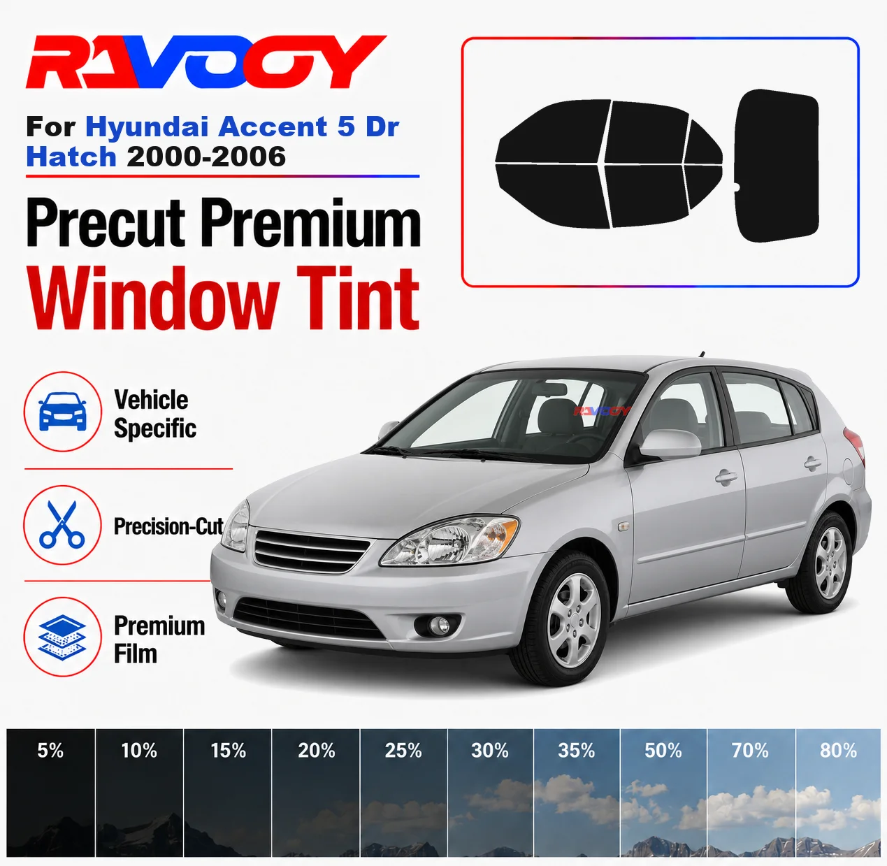 Premium Precut Window Tint Kit Front Rear Windows Rear Windshield For Hyundai Accent 5 Dr Hatch 2000-2006 Nano Ceramic Film
Premium Precut Window Tint Kit Front Rear Windows Rear Windshield For Hyundai Accent 5 Dr Hatch 2000-2006 Nano Ceramic Film