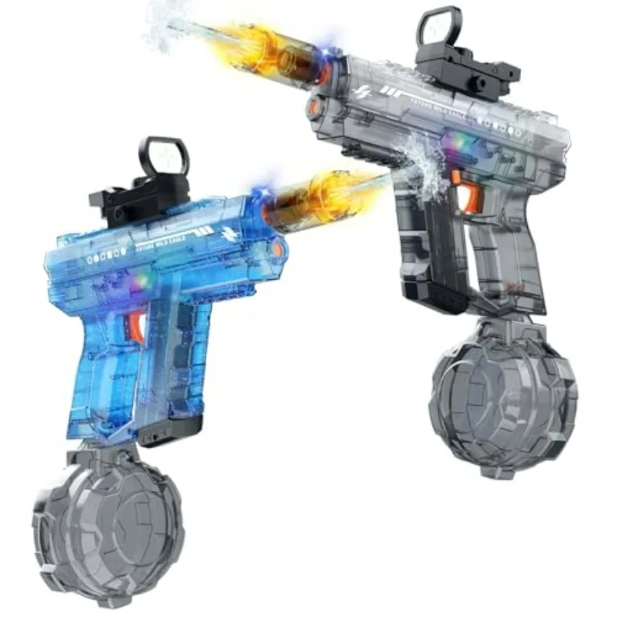 Outdoor summer water gun set for adults and kids: 800CC capacity, light-up automatic electric design, blue and orange, 26-33 ft
Outdoor summer water gun set for adults and kids: 800CC capacity, light-up automatic electric design, blue and orange, 26-33 ft