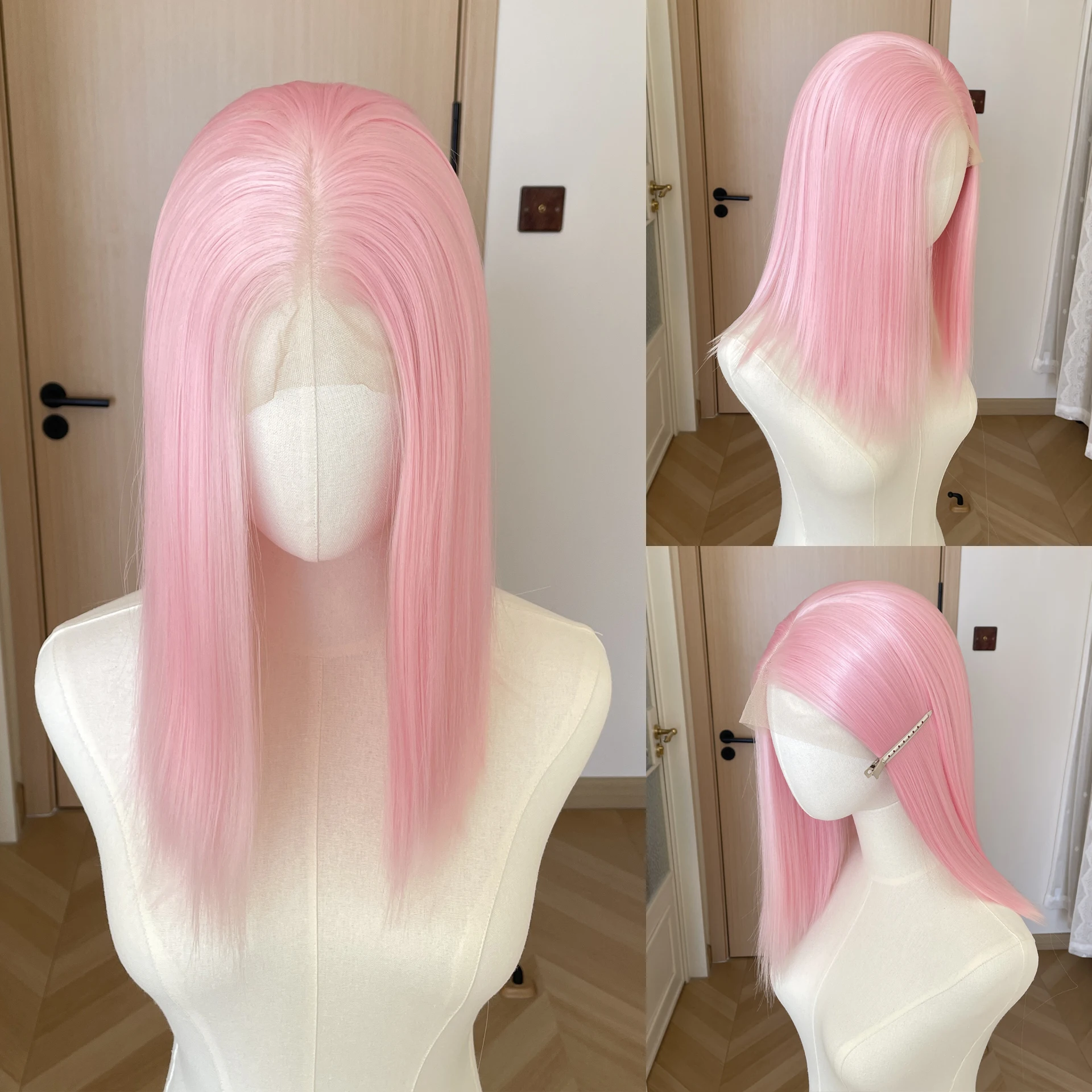 Light Pink Shoulder Length 13x4 Synthetic Lace Front Wigs for Women Fashion Glueless Middle Part Wigs 150% Density Natural
Light Pink Shoulder Length 13x4 Synthetic Lace Front Wigs for Women Fashion Glueless Middle Part Wigs 150% Density Natural