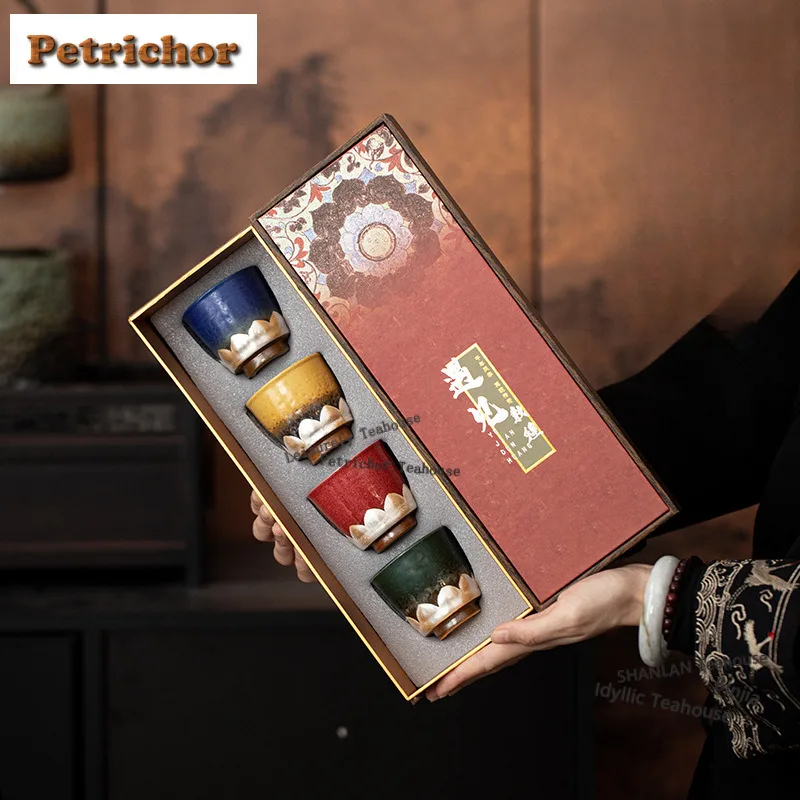 4pc/set Gilt Silver Dunhuang Lotus Teacup Japanese Tea Bowl Set Of Cups Tea-tasting Personal Cup Chazhan Master Cups Teaset 80ml
4pc/set Gilt Silver Dunhuang Lotus Teacup Japanese Tea Bowl Set Of Cups Tea-tasting Personal Cup Chazhan Master Cups Teaset 80ml