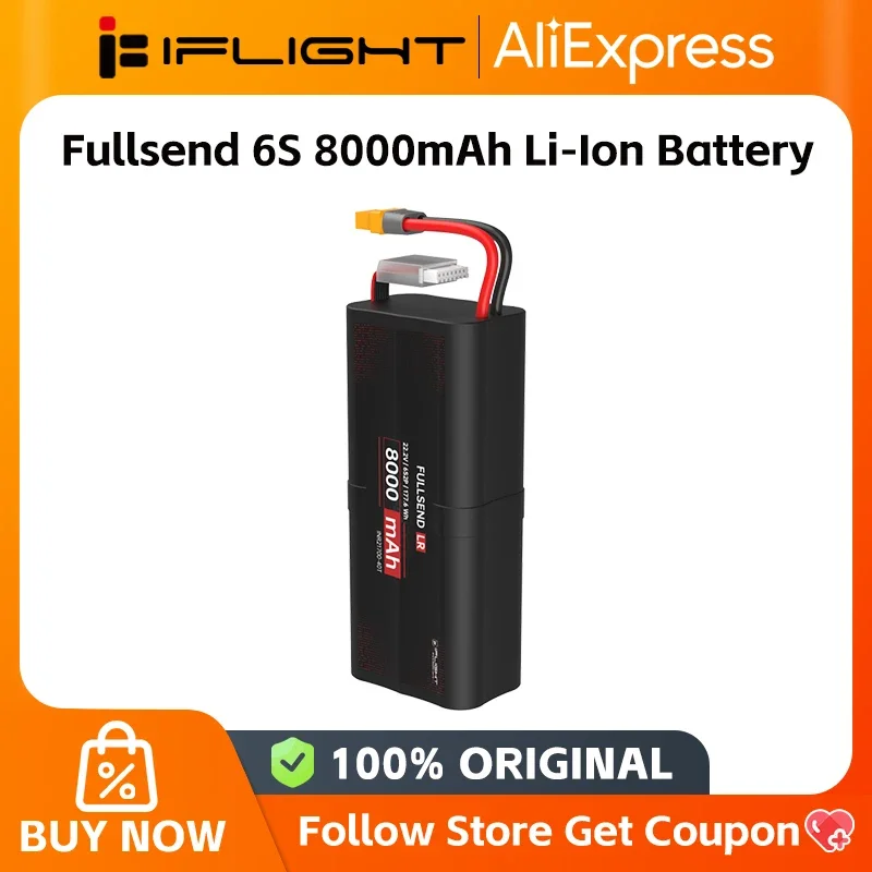 iFlight Fullsend 6S 8000 мАч 2P 22,2 В литий-ионный аккумулятор с разъемом XT60 для деталей FPV Chimera7 Pro V2 6S Helion 10
iFlight Fullsend 6S 8000 мАч 2P 22,2 В литий-ионный аккумулятор с разъемом XT60 для деталей FPV Chimera7 Pro V2 6S Helion 10