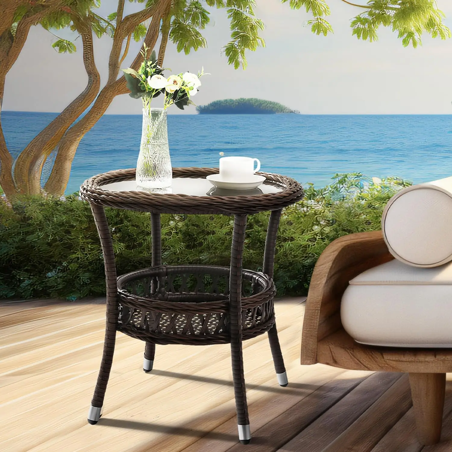 Outdoor Side Table Wicker Outdoor End Table for Patio Rattan Side Table for Outside Brown Patio Coffee Table with, Customized
Outdoor Side Table Wicker Outdoor End Table for Patio Rattan Side Table for Outside Brown Patio Coffee Table with, Customized