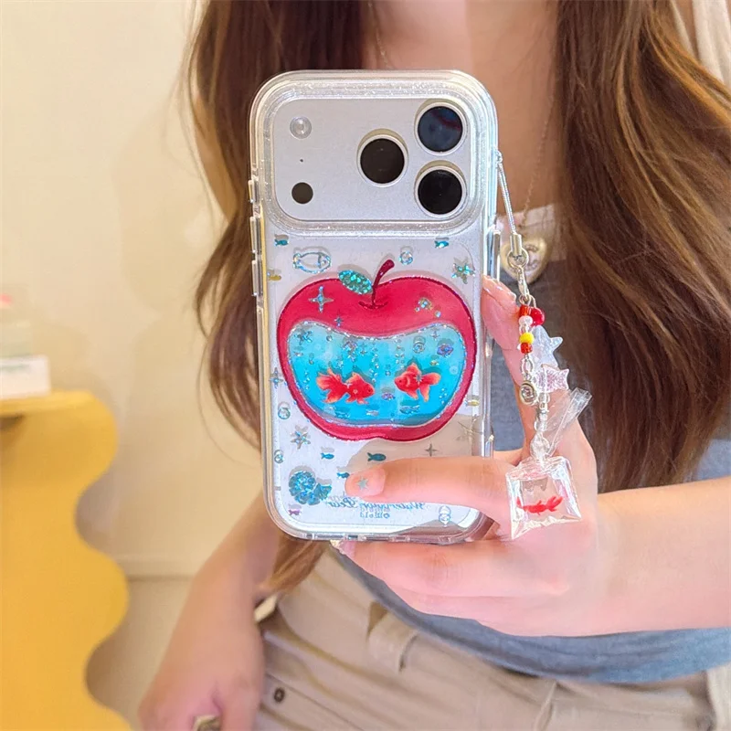 Fashion iPhone case For Apple Goldfish Print Clear Phone Case Beaded Charm For IPhone 15 16 17 Pro Max Shockproof Protective Cov
Fashion iPhone case For Apple Goldfish Print Clear Phone Case Beaded Charm For IPhone 15 16 17 Pro Max Shockproof Protective Cov