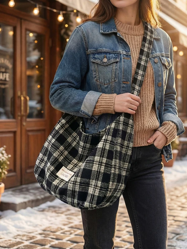 Retro Plaid Woolen Tote Bag Women's 2025 New Large Capaci Single oulder Bag Commuter Bag Underarm Bag Ele Sle
Retro Plaid Woolen Tote Bag Women's 2025 New Large Capaci Single oulder Bag Commuter Bag Underarm Bag Ele Sle