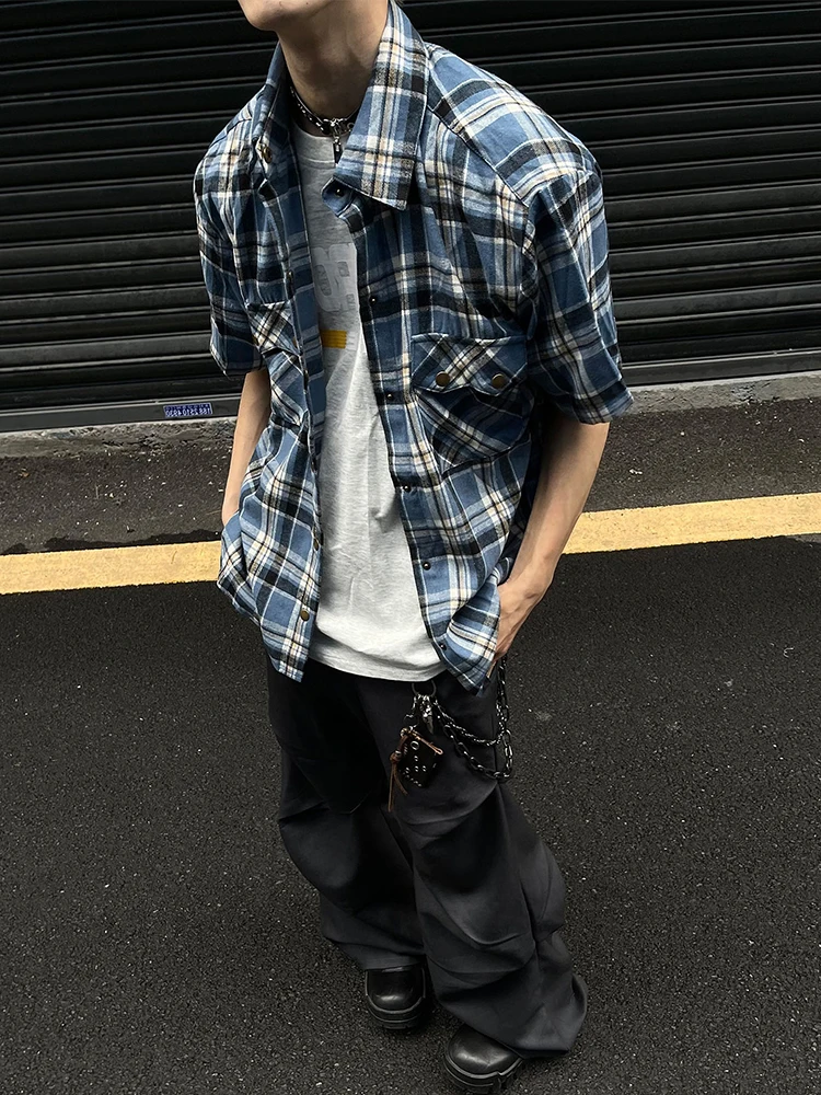 Trendy Plaid Printing Mens Shirt Streetwear Fashion Turn-down Collar Button Short Sleeve Shirts For Men Streetwear Casual Shirt
Trendy Plaid Printing Mens Shirt Streetwear Fashion Turn-down Collar Button Short Sleeve Shirts For Men Streetwear Casual Shirt