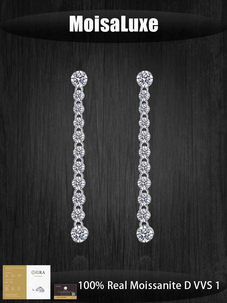 MoisaLuxe Official Store Moissanite 925 sterling silver earrings Fringed Long Row Earrings Light luxury and High-end Design
MoisaLuxe Official Store Moissanite 925 sterling silver earrings Fringed Long Row Earrings Light luxury and High-end Design