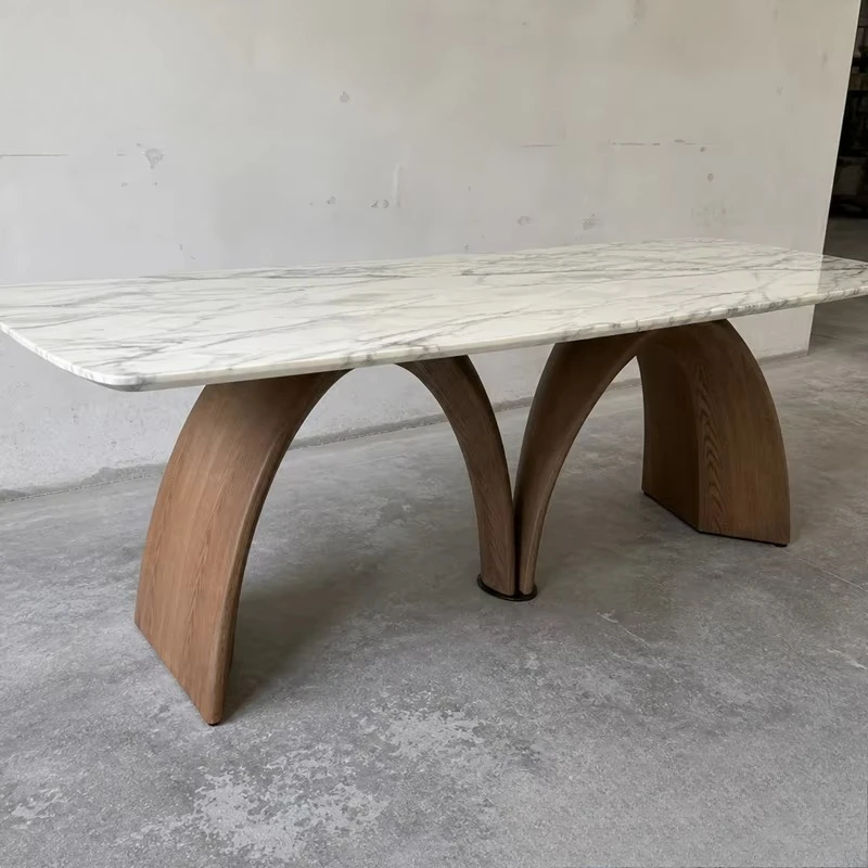 &c Modern Luxury Rectangular Marble Top Dining Table Solid Oak Wood Base Arched Legs Marble for Home Villa Furniture
&c Modern Luxury Rectangular Marble Top Dining Table Solid Oak Wood Base Arched Legs Marble for Home Villa Furniture