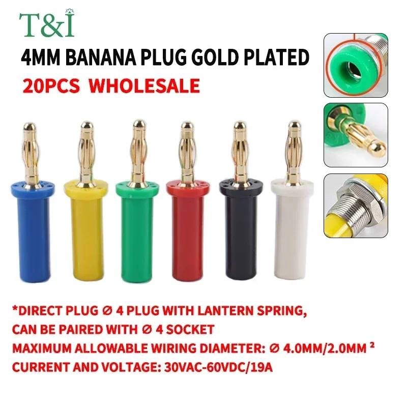 20Pcs Copper Banana Plug 4mm High Current High Voltage Resistance Plug Welding Integrated Banana Head Connector Binding Post
20Pcs Copper Banana Plug 4mm High Current High Voltage Resistance Plug Welding Integrated Banana Head Connector Binding Post