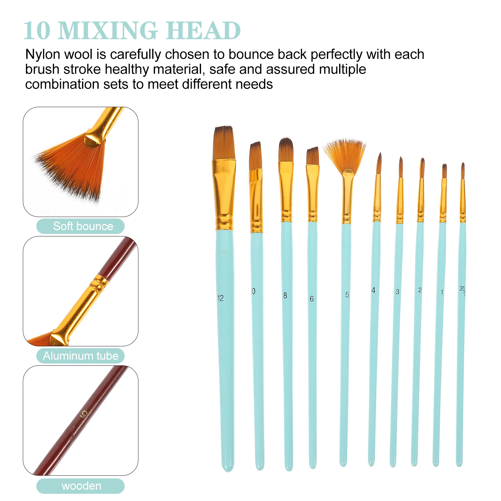 10 Pcs Brush Two-color Nylon Hair Student Watercolor Brushes Painting Aluminum Tube Tools 
10 Pcs Brush Two-color Nylon Hair Student Watercolor Brushes Painting Aluminum Tube Tools