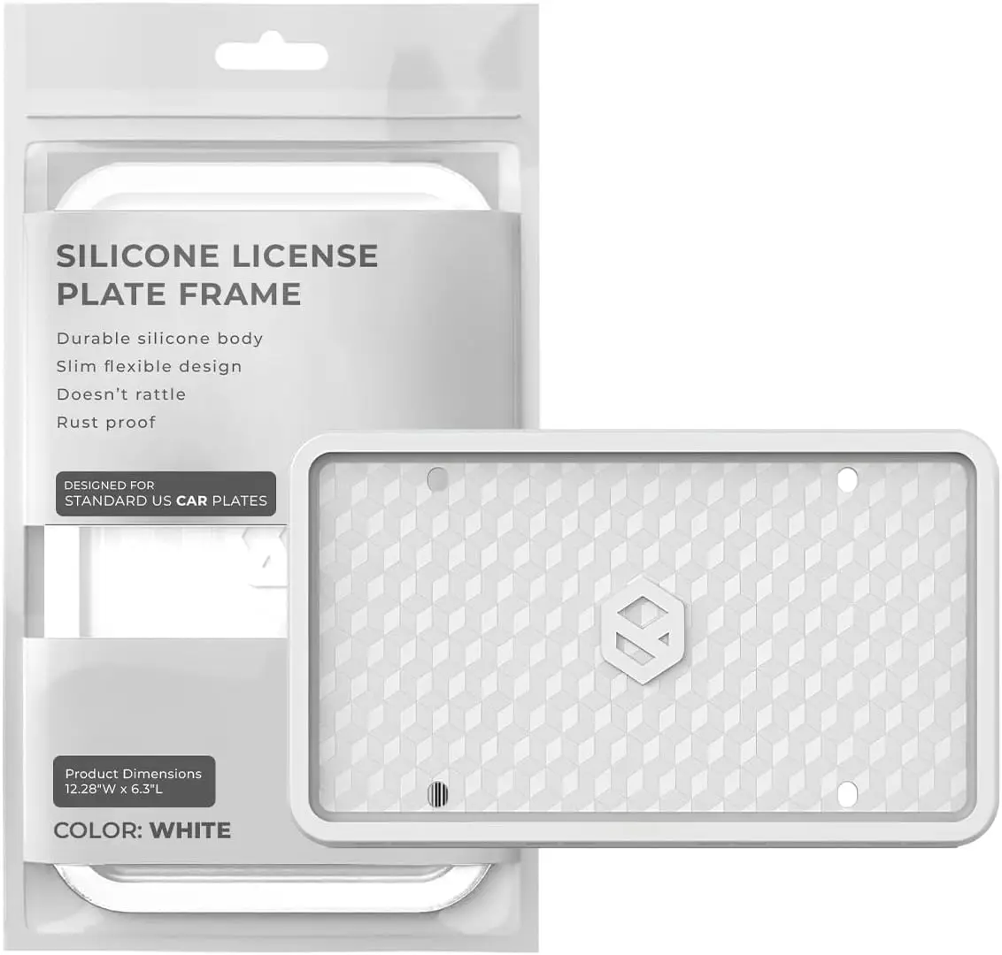 Silicone License Plate Frame Rust-Proof Rattle-Proof for Front or Rear Universal Fit White
Silicone License Plate Frame Rust-Proof Rattle-Proof for Front or Rear Universal Fit White